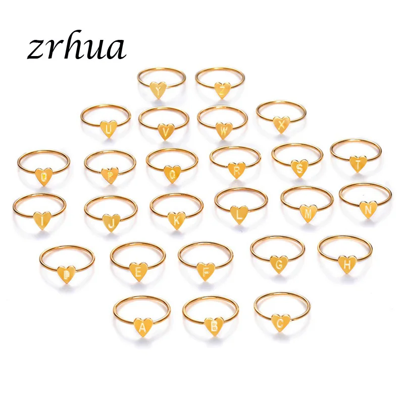 ZRHUA модные золотые Цвет сердца и буквы кольца для женщин сделай сам чехол с