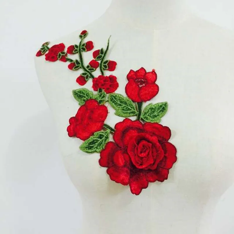 33*15 см 3D вышитый цветок воротник нашивки для платья одежды DIY Швейные аксессуары