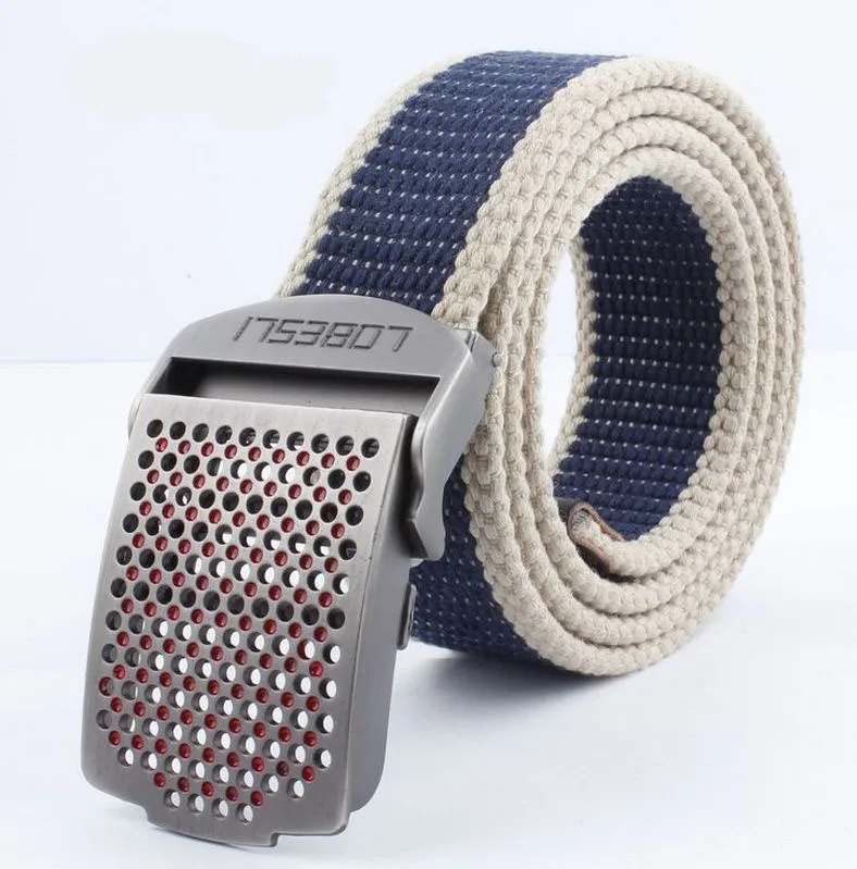 Blue beige side SupSindy мужской и wo мужской холщовый ремень с металлической пряжкой Роскошные джинсовые ремни для мужчин винтажный тактический ремень Военный нейлоновый ремень мужской - Цвет: Blue beige side