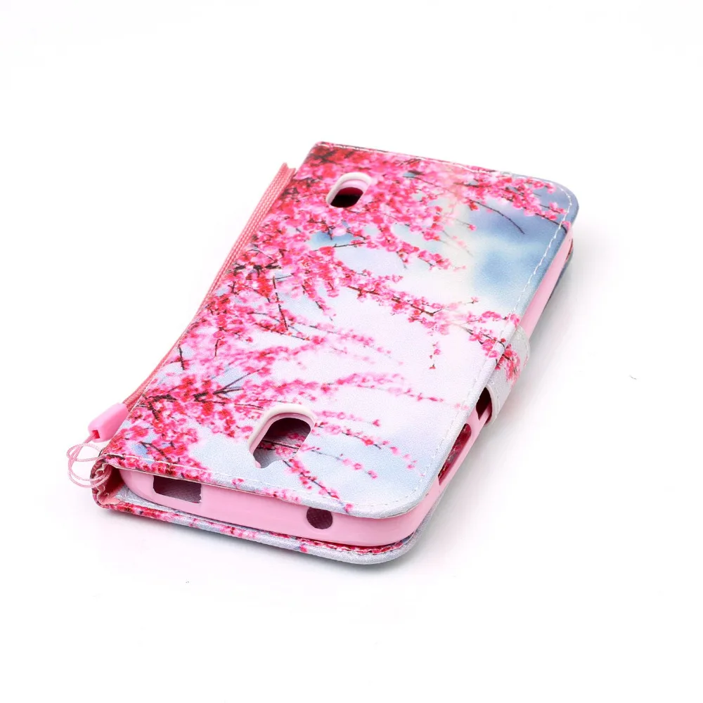 Розовый Сливы Цветок Дизайн Искусственная Кожа Флип Бумажник Стенд Крышка