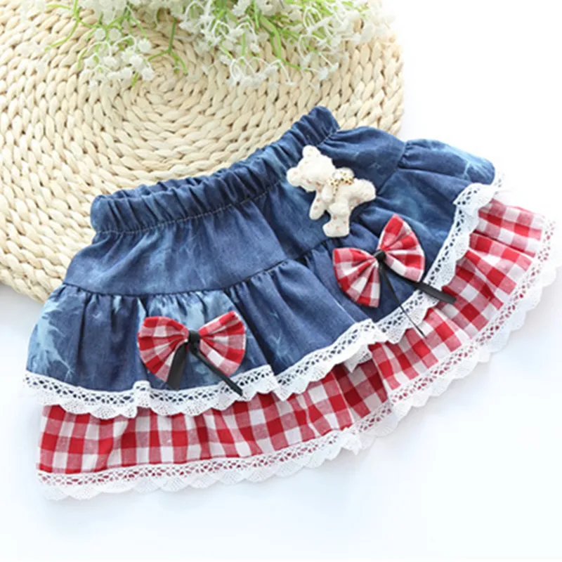 Новинки 2016 осень зима юбка для девочки юбки девочек с бантом кружевом медведем