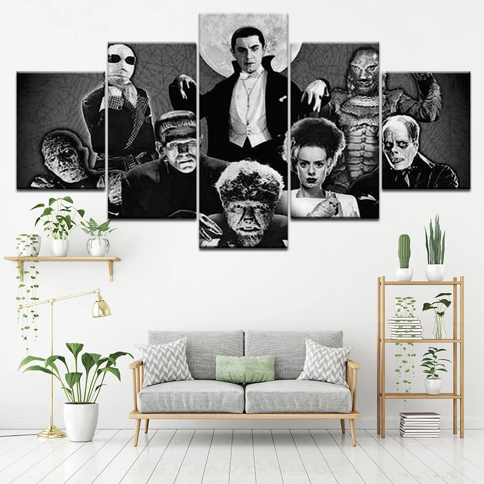 Modern Painting Horror Character Movice The Mummy On Canvas Wall Art Frame Home Decor HD Printed 5 Pcs Modular Pictures Posters | Дом и сад