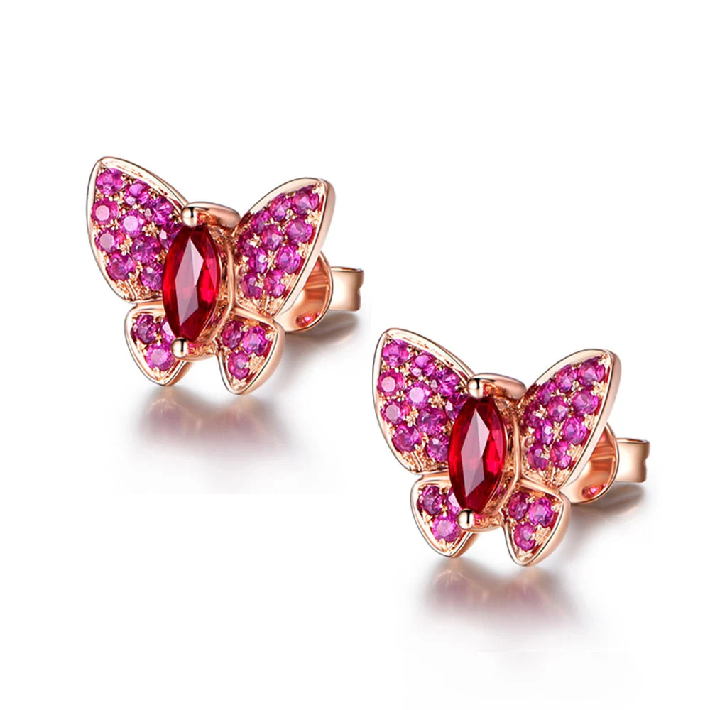 Женские серьги гвоздики из серебра 925 пробы с розовым кристаллом|Серьги-гвоздики|