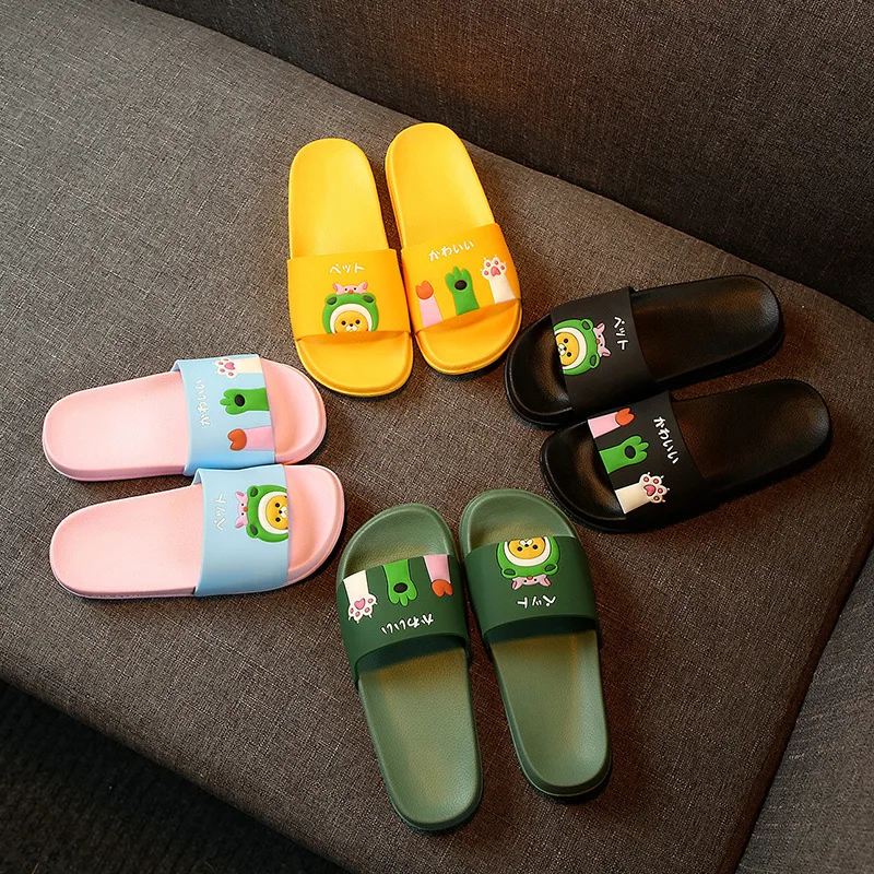 Детские тапочки с рисунком кота домашняя обувь для маленьких мальчиков и девочек