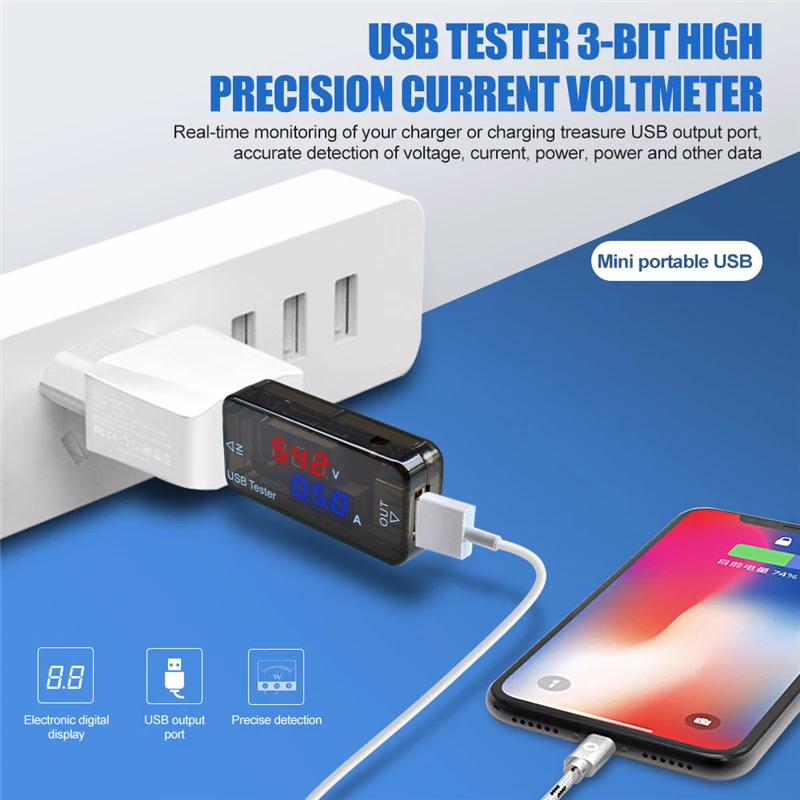 USB-тестер напряжения цифровой вольтметр-амперметр с ЖК дисплеем детектор монитор