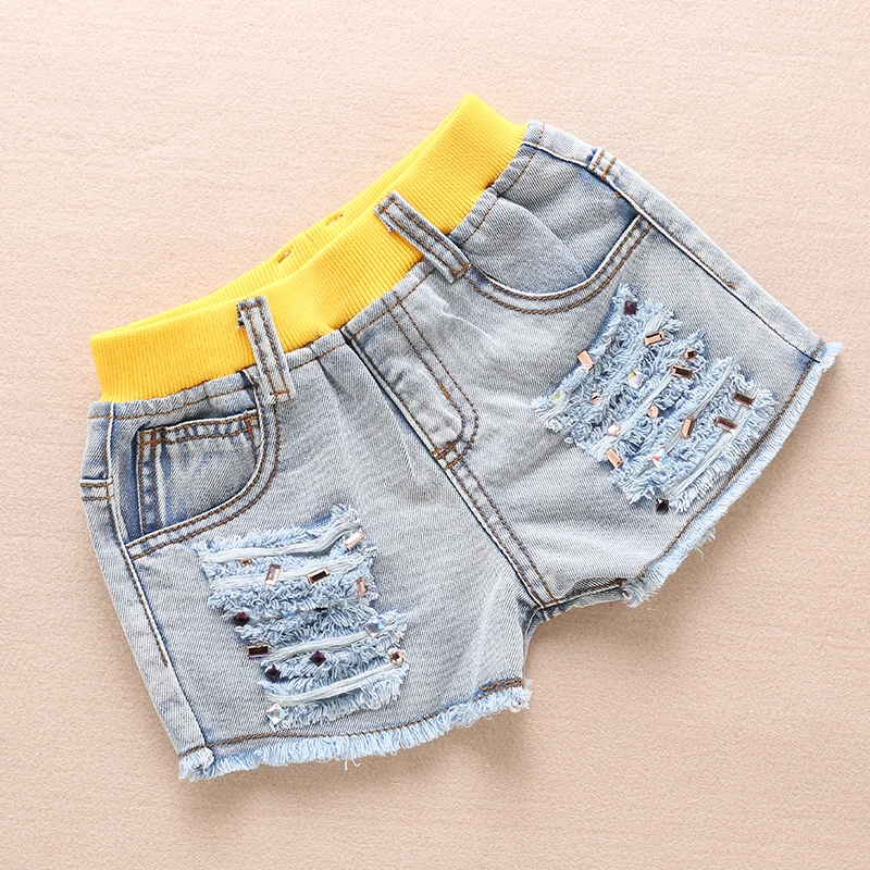 Весна-лето 2017 модные хлопковые джинсовые шорты для девочек детские джинсы с