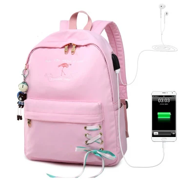 pink WINNER, usb зарядка, водонепроницаемый рюкзак для путешествий, подвеска в виде мультяшных животных, женские школьные сумки для девочек-подростков, Mochilas Feminina - Цвет: pink