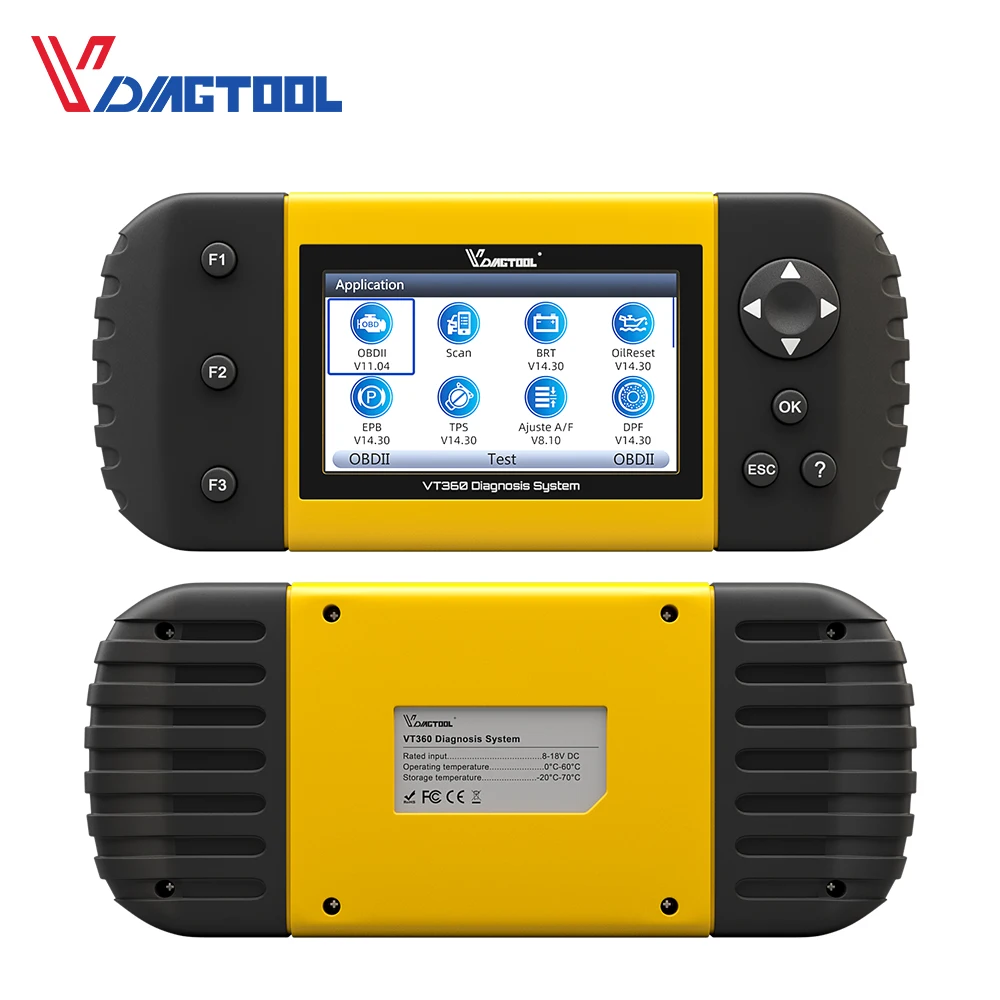 OBDII Vdiagtool VT360 obd2 ABS подушка безопасности SAS BRT EPB DPF TPA TPMS Immo инжектор сброса масла OBD2