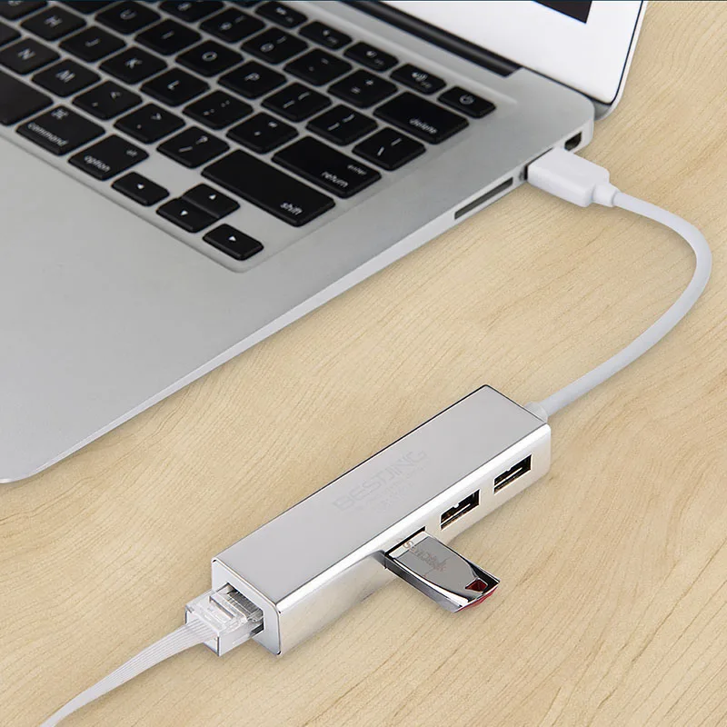 Bestjing серебро Алюминий USB Ethernet адаптер 2 0 3 до 10 100 1000 Gigabit высокой Скорость RJ45