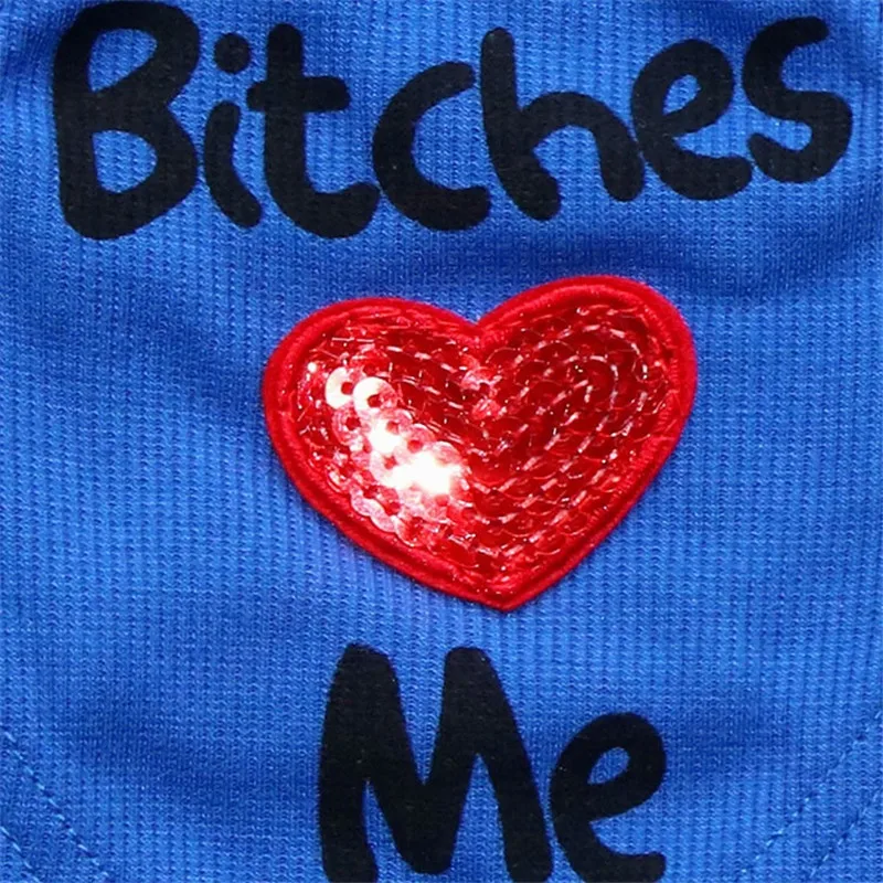 Comwarm Pet летняя одежда суки люблю меня рубашки с трафаретной печатью костюм для