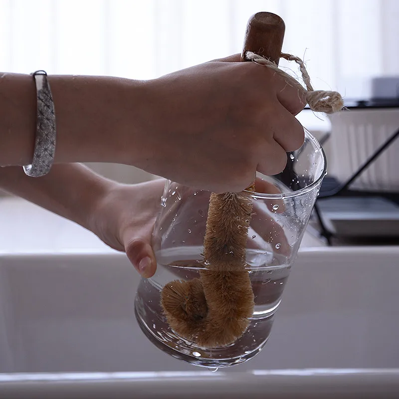 Щетка для чистки чашек деревянная кокосовое волокно ручная работа глубокая