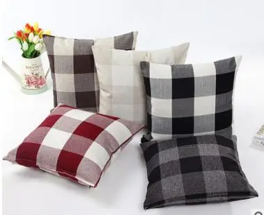 cotton and linen lattice pillowcase simple plaid cushion cover sofa lumbar pillow home decor | Дом и сад