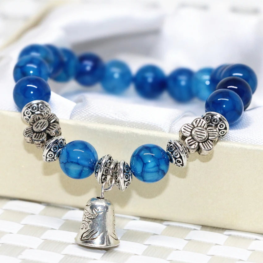 Оптовая цена природного камня синий попкорн Агат Оникс Сердолик 8 мм Круглые