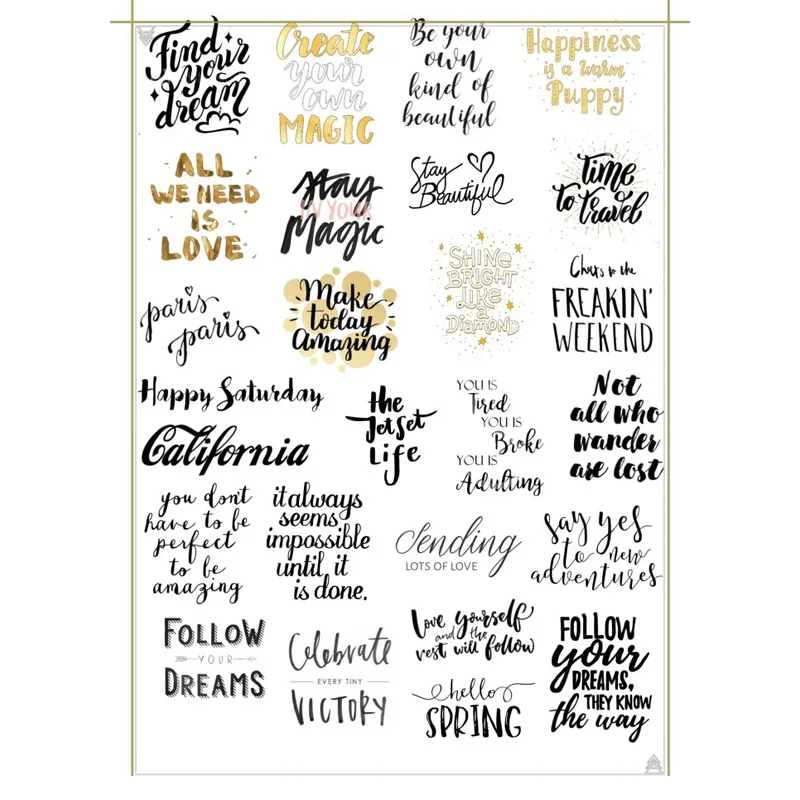 2 шт. модные золотые и черные слова DIY украшения Скрапбукинг блокнот канцелярские наклейки s Uncut Art бумажный планировщик дневник стикер - Цвет: sz10308