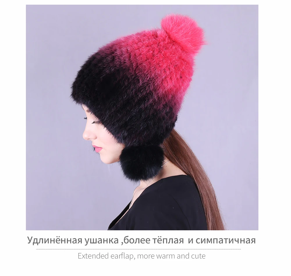 Зимние шапки JOOLSCANA для женщин, меховая шапка с помпоном, женская шапка, русская Меховая кепка, зимняя шапка из натурального меха норки, вязаные шапки с лисьим помпоном