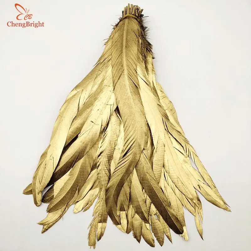 

ChengBright Nice 20PCS 30-35CM/12-14Inch Gold Natural Rooster Feathers Feather For Decoration Crafts Christma Diy Carnival Plume