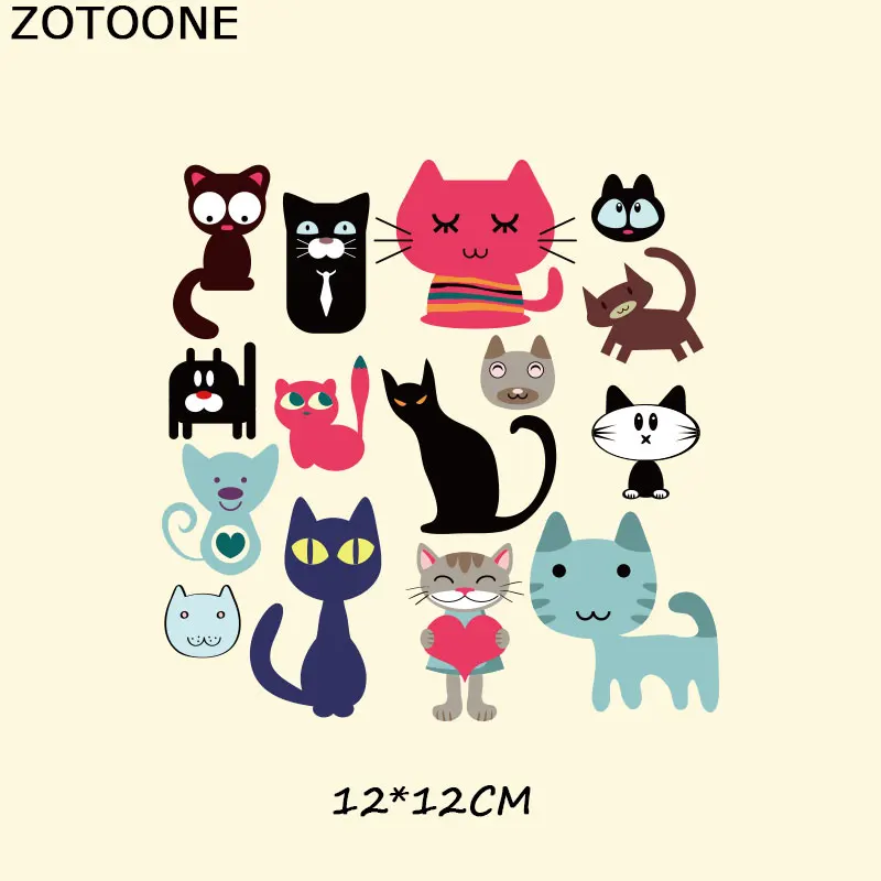 Переводная нашивка ZOTOONE для утюга моющаяся одежды с принтом кошки на футболке