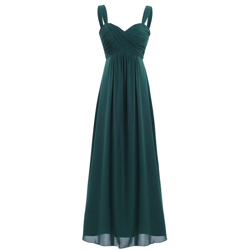 Женское летнее платье, длинное платье макси, vestido de festa Longo, шифоновое плиссированное платье подружки невесты, женское элегантное свадебное торжественное платье - Цвет: Dark Green
