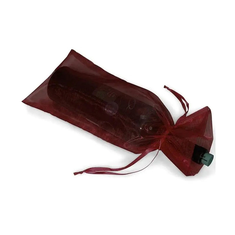 Прозрачная органза чехол для винной бутылки подарочные пакеты на шнурке мешочки