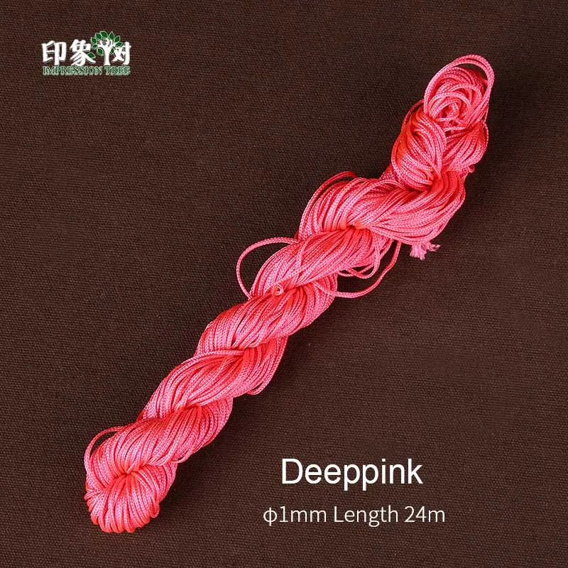 Deeppink 1 шт. длина 24 м* 1 мм Разноцветные нейлоновые веревки для макраме DIY кисточка браслет для бисероплетения китайские узлы нить для изготовления ювелирных изделий 404 - Цвет: Deeppink