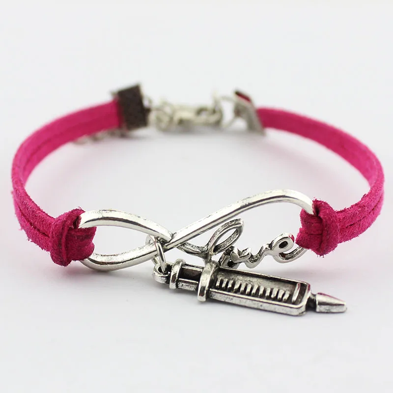 10 шт./лот кожаный плетеный браслет Бесконечность любовь гравировка уникальная