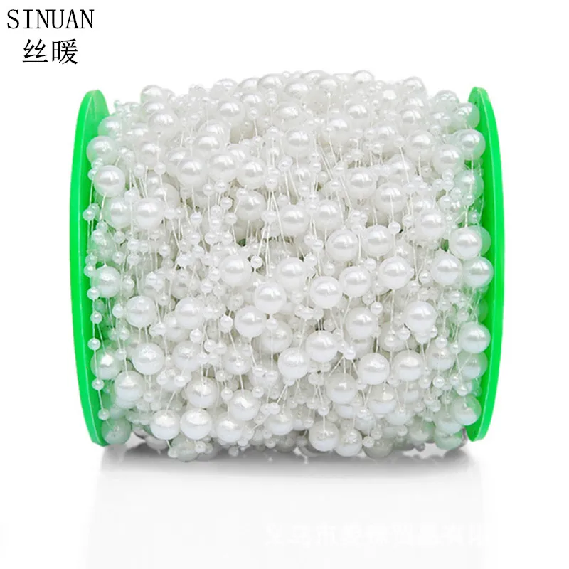 

SINUAN New Style Plastic Beads Chian Pearl Beads Acryl 3Mm&8Mm Wedding Bouquet Decoration Roll Bead 60Meters/Roll Sewing Craft