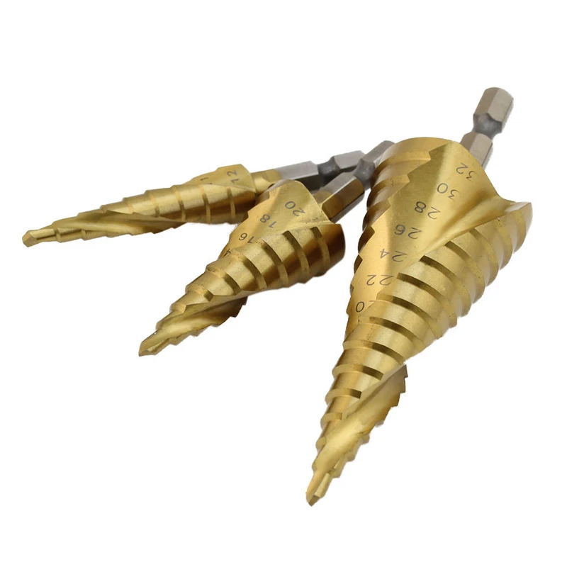 3 шт. HSS Спиральный Конус с титановым покрытием металлический сердечник Шаг