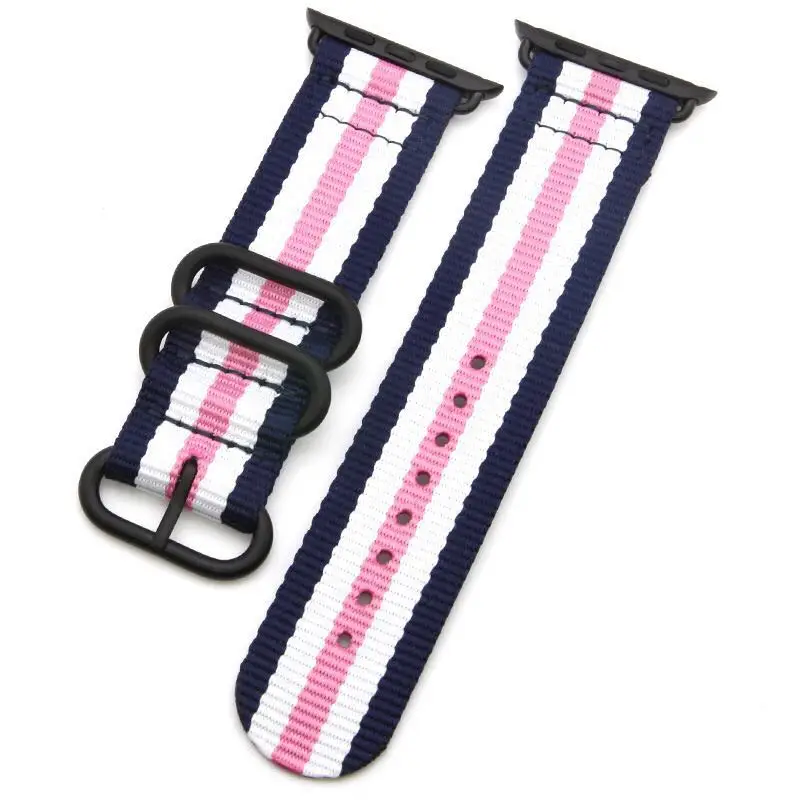 blue pink white Ремешок NATO для Apple watch 5 ремешок 44 мм 40 мм iWatch 42 мм 38 мм спортивный нейлоновый браслет ремешок для часов Apple watch 4 3 2 1 42/38 мм - Цвет ремешка: blue pink white