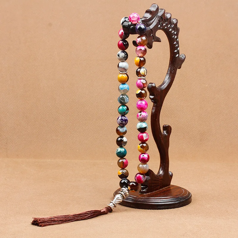 Tesbih исламские молитвенные Бусы Tasbih мусульманские молитвенные четки из бусин очаровательные ювелирные изделия натуральный агатовый камень браслет