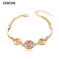 chicvie red chain adjustable bracelets bangles for women gold cubic zirconia bridal wedding luxury brand punk bracelet sbr140388
