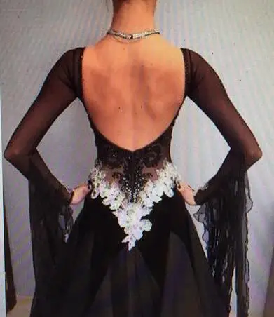 Индивидуальный заказ бальные платья рукава Съемная новый черный конкурс платье