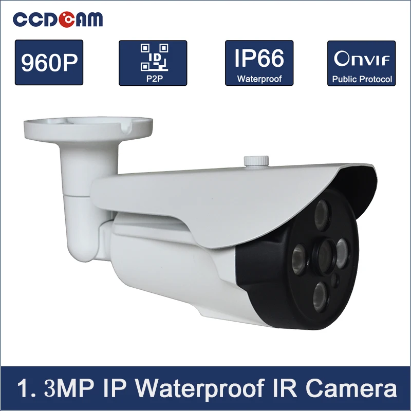 Водонепроницаемая Наружная цилиндрическая ip-камера CCDCAM 1280x960P МП, 4 светодиода, ночное видение, ONVIF P2P CCTV Cam с IR-Cut