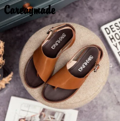 Женские босоножки Careaymade из натуральной кожи летние повседневные воловьей на