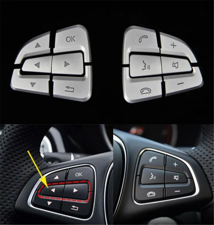 

For Mercedes Benz A B CLA CLS GLE GLS Class 2015 2016 12pcs ABS Car Steering Wheel Button Switch Trim Cover Sticker