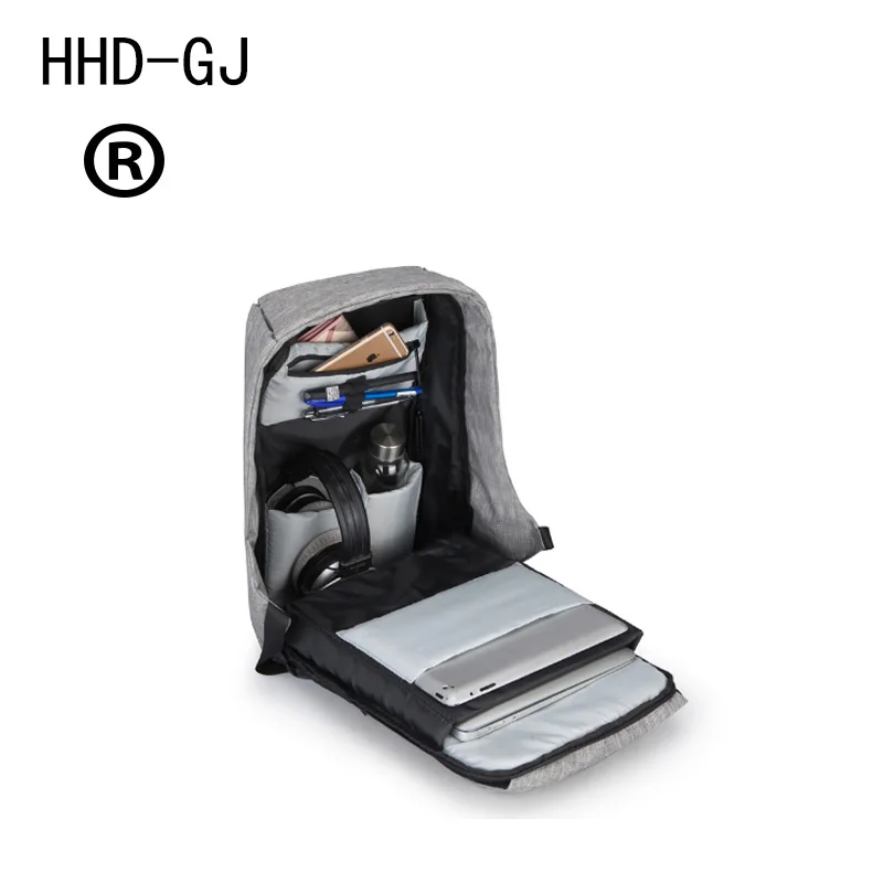 HHD GJ водонепроницаемый мужской рюкзак USB зарядка Студенческая сумка для ноутбука