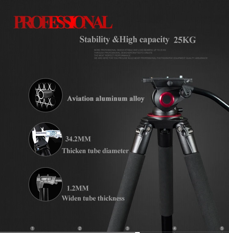 Miliboo MTT703A Профессиональный портативный алюминиевый штатив для камеры DSLR/видео/видеокамеры стенд видео штатив нагрузка 25 кг макс
