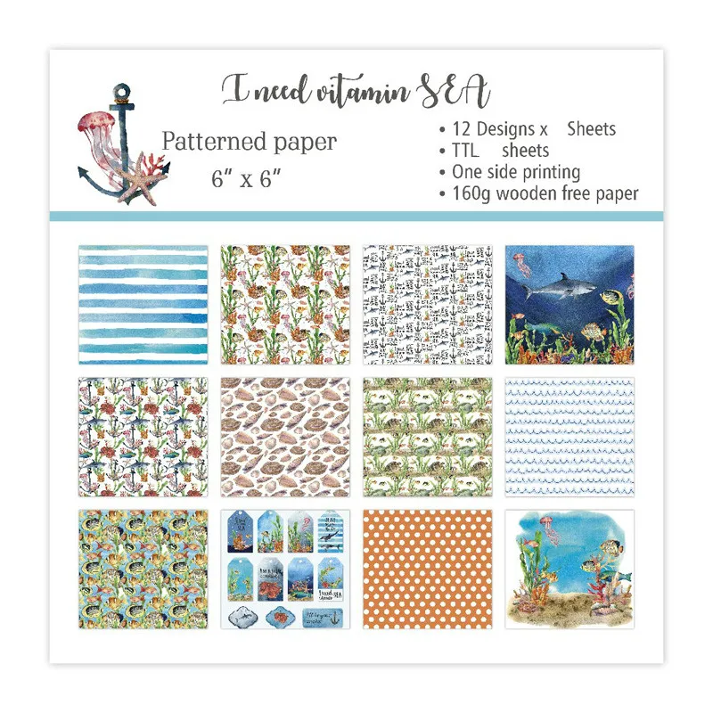 KLJUYP 12 листов море Скрапбукинг колодки Бумага и рисунком в виде птичек-оригами