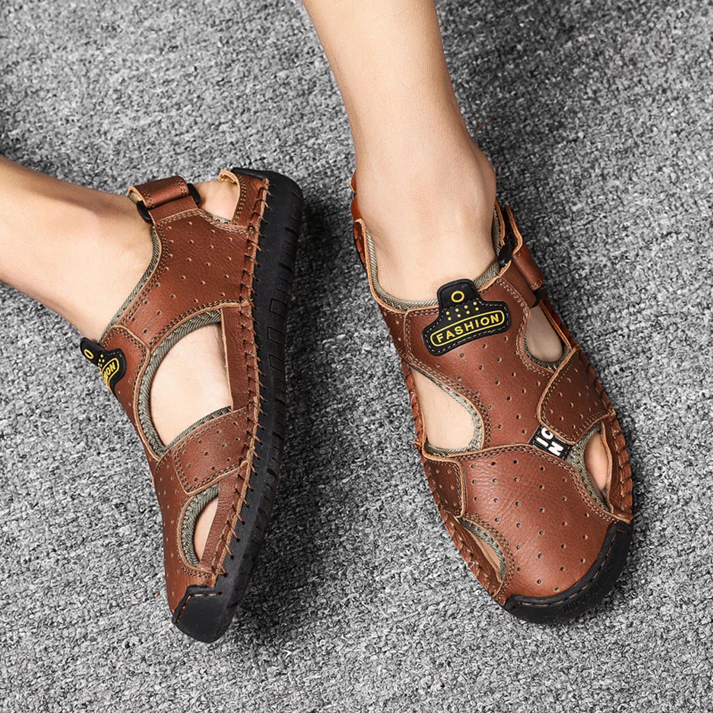 Лидер продаж Новинка модная летняя пляжная Мужская обувь удобные кожаные