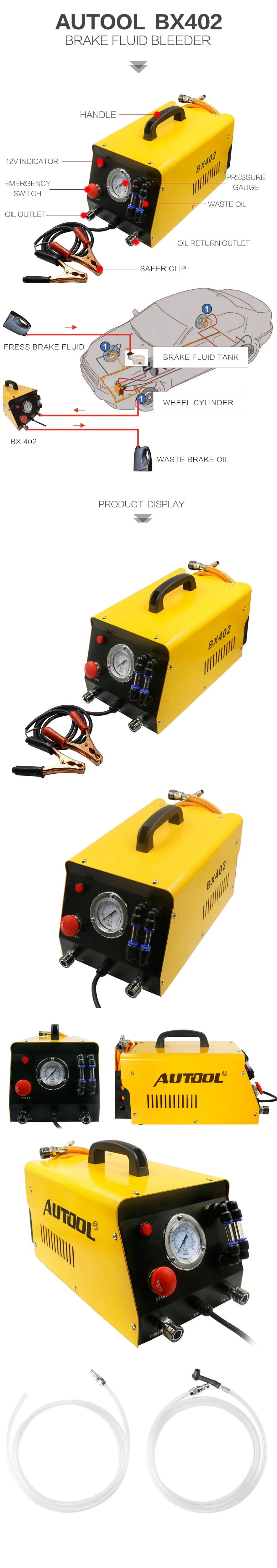 AUTOOL BX402 автоматические Тормозная жидкость Bleeder тормозов инструмент для автомобилей с напряжением 12 В