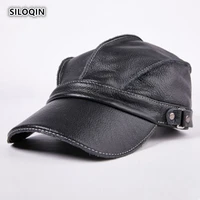 siloqin new genuine leather hat men cowhide baseball caps autumn winter quality gorras adjustable womans ponytail baseball cap