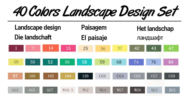40 Landscape Set Touchfive 30/40/60/80/168 Цвета ручка маркер комплект Dual Head эскиз маркеры кисточки ручка для рисования манга анимация дизайн товары для рукоделия - Цвет: 40 Landscape Set