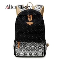 fashion canvas printing backpack women school bags for teenage girls cute bookbags vintage wave laptop backpacks female