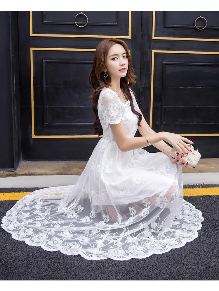 2017 летнее женское красивое длинное платье с большим низом элегантное вечернее