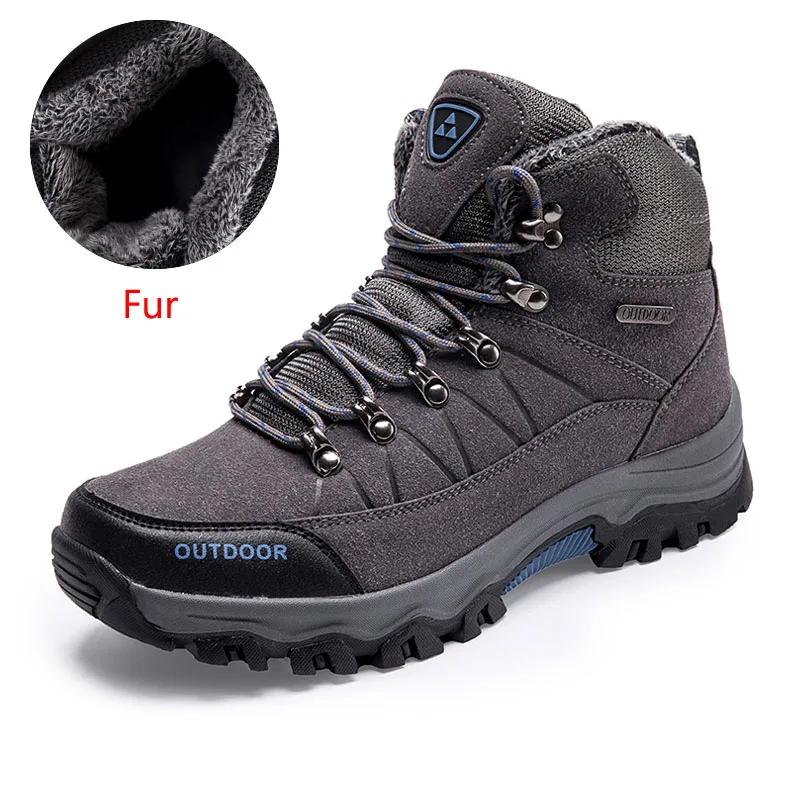 Fur Dark Gray ZHJLUT зимняя мужская теплая короткая плюшевая зимняя обувь Мужская Уличная походная спортивная обувь Высокое качество треккинг Скалолазание кроссовки размера плюс - Цвет: Fur Dark Gray