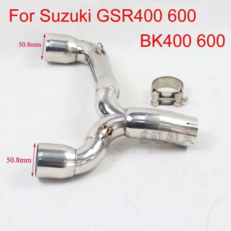 

Universal Motorcycle Slip On Exhaust Connect Link Stainless Steel Pipe Without Exhaust For Suzuki GSR400 600 BK400 600