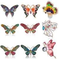 fashion handmade colorful butterfly crystal rhinestone gold tone brooch pin for women lady costume jewelry mothers day gift