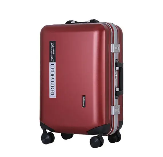 wine red Carrylove 2" 24" чемодан с алюминиевым обрамлением Спиннер жесткий боковой Дорожный чемодан матовая дорожная сумка с колесиками - Цвет: wine red