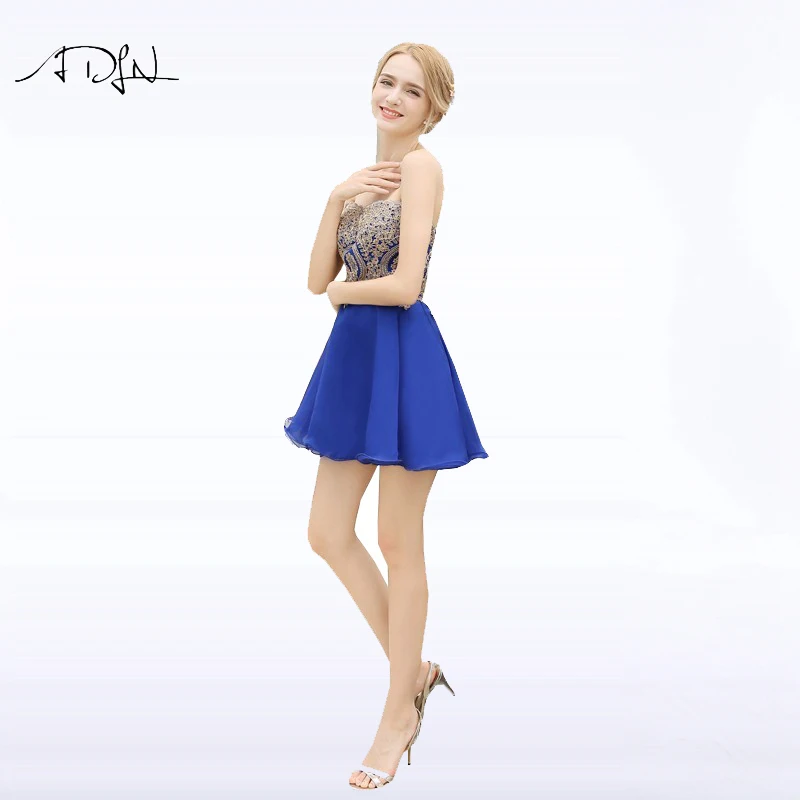 ADLN Дешевое короткое коктейльное платье без рукавов шифоновое ТРАПЕЦИЕВИДНОЕ