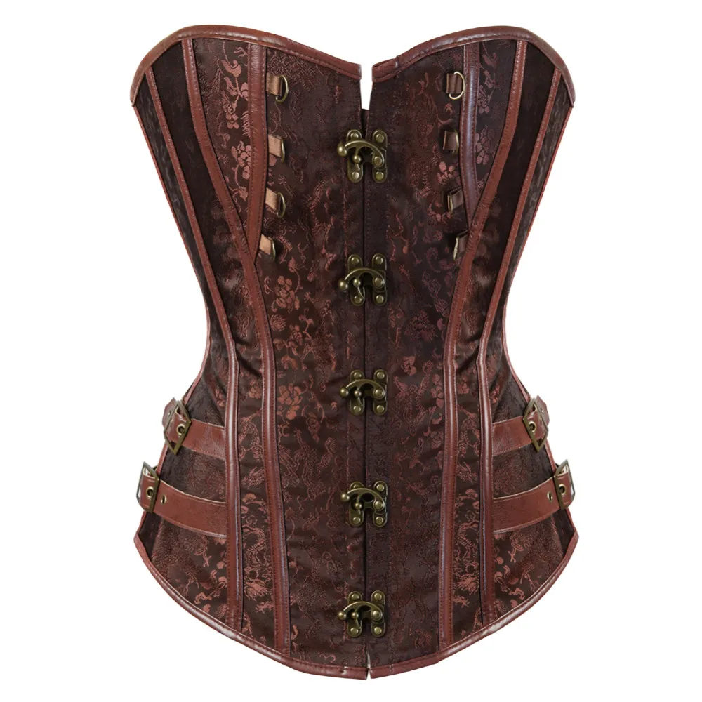 

Women's Gothic Steampunk Corset Spiral Steel Boned Jacquard Overbust Corset Bustier Clubwear Body Shaper Plus size S-6XL