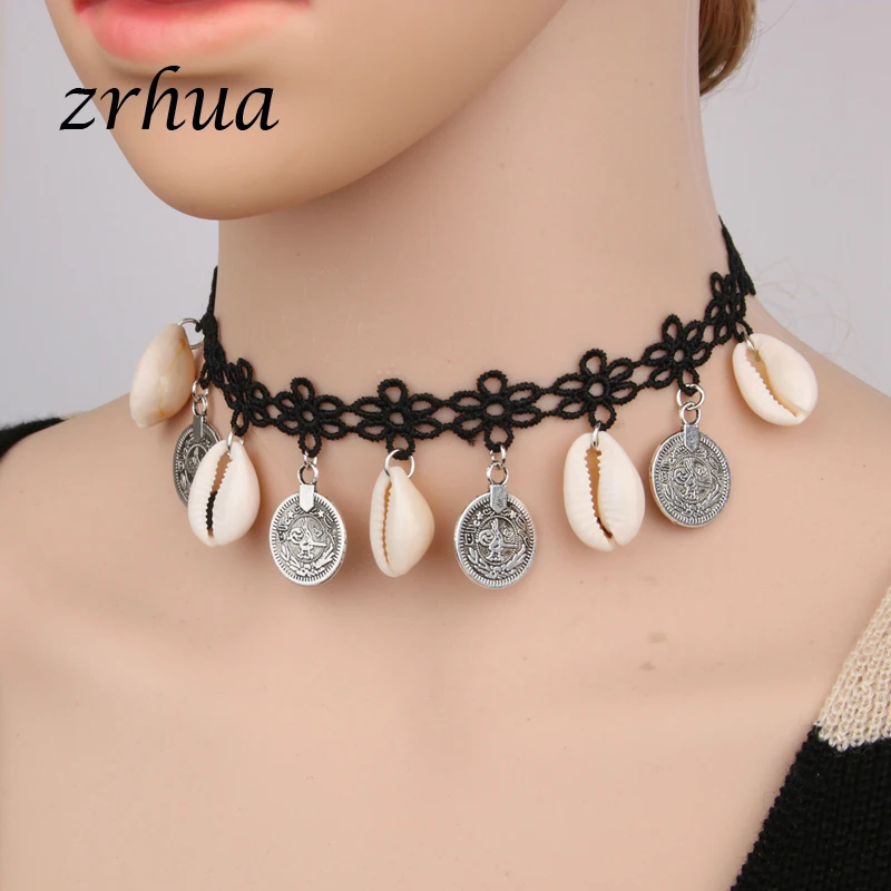 Женское колье-чокер ZRHUA Boho Sea Shell колье с натуральным чехлом простое ожерелье для